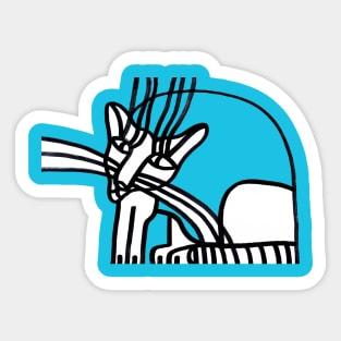 Sitting Cat on Blue Sticker